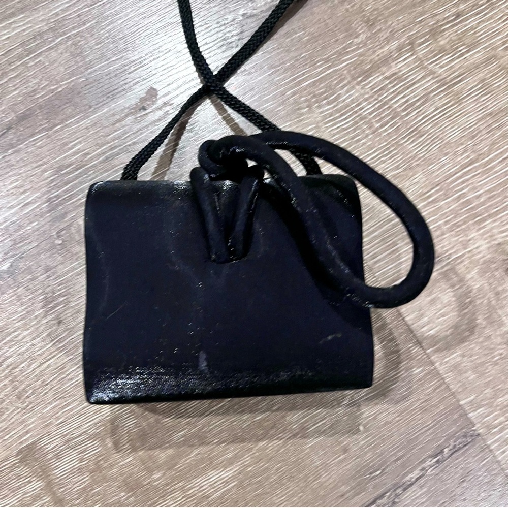 Carlo Fellini Black Silk Evening Bag Unique Vintage Glam Purse Clutch